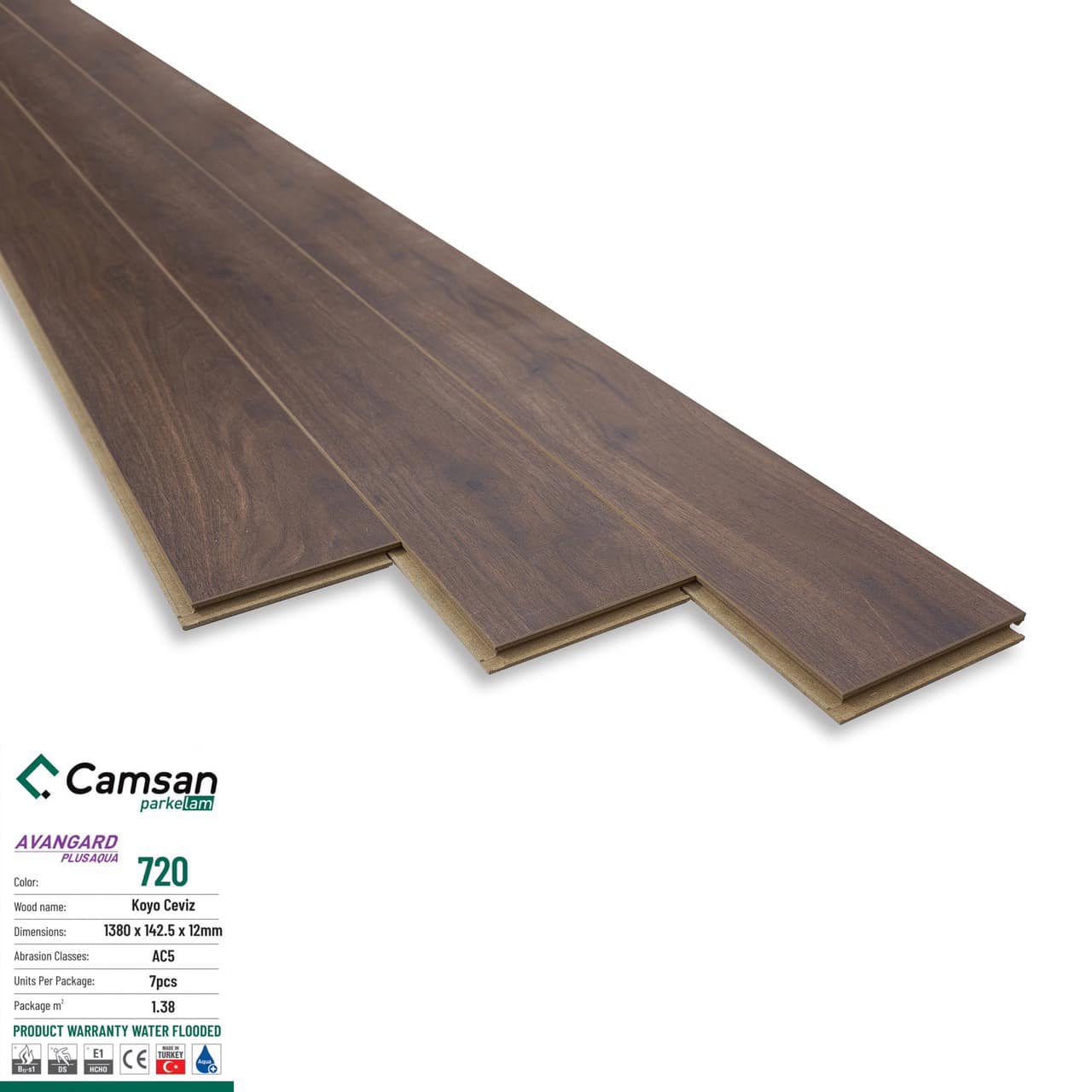Sàn gỗ công nghiệp Thổ Nhĩ Kỳ Camsan mm AQUA+
