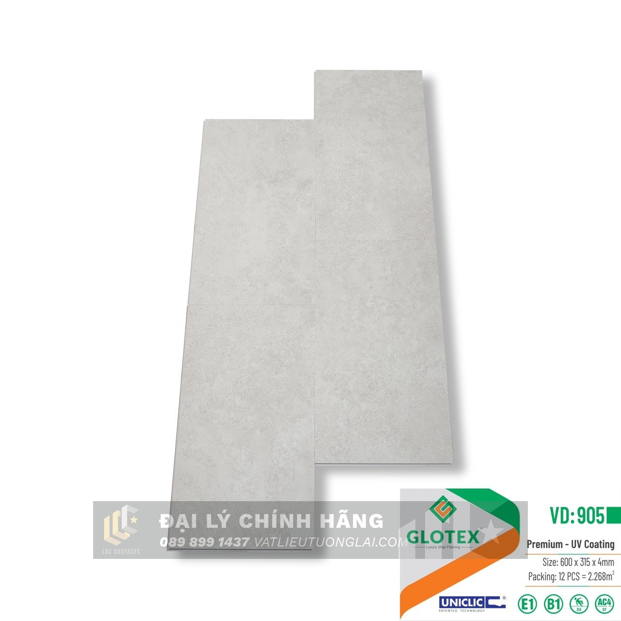 Sàn nhựa đá công nghệ SPC hèm khóa Glotex mm Vân Đá, Thảm VD