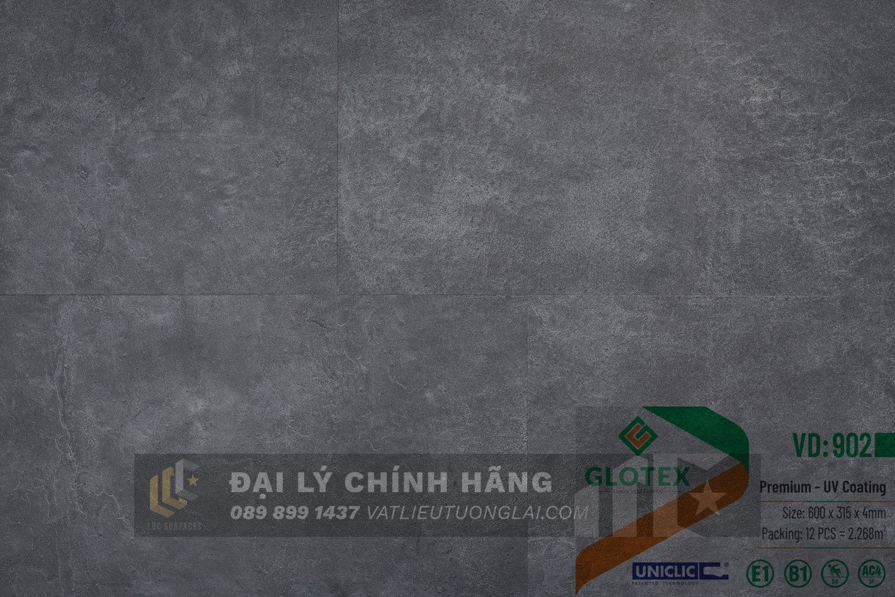 Sàn nhựa đá công nghệ SPC hèm khóa Glotex mm Vân Đá, Thảm VD