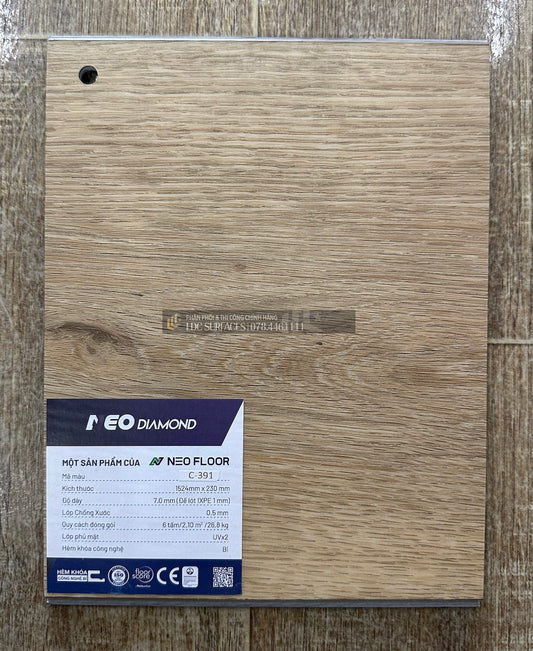 Sàn nhựa đá công nghệ SPC hèm khóa Neo Floor Multilayer EIR 7mm C-391
