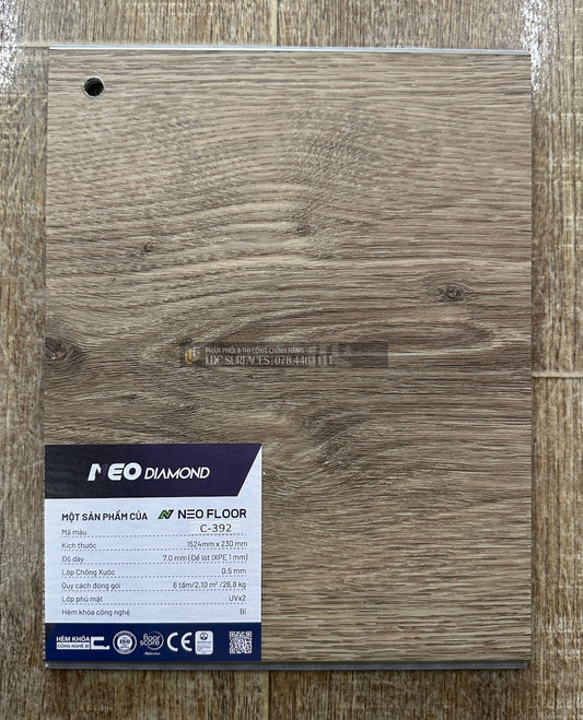Sàn nhựa đá công nghệ SPC hèm khóa Neo Floor Multilayer EIR 7mm C-392