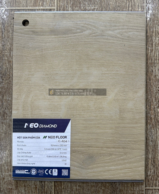 Sàn nhựa đá công nghệ SPC hèm khóa Neo Floor Multilayer EIR 7mm C-404