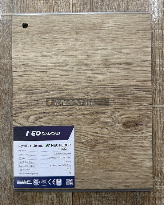 Sàn nhựa đá công nghệ SPC hèm khóa Neo Floor Multilayer EIR 7mm C-402
