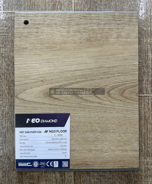 Sàn nhựa đá công nghệ SPC hèm khóa Neo Floor Multilayer EIR 7mm C-399