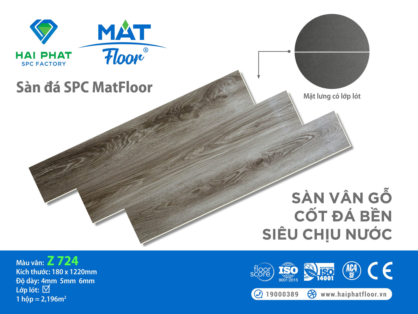 Sàn nhựa đá công nghệ SPC hèm khóa MatFloor Z724