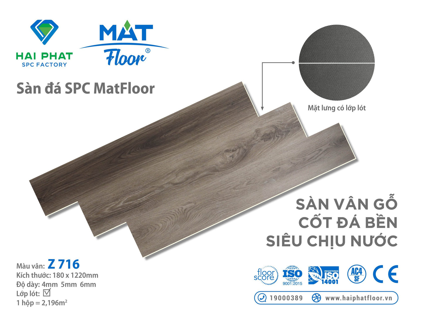 Sàn nhựa đá công nghệ SPC hèm khóa MatFloor Z716