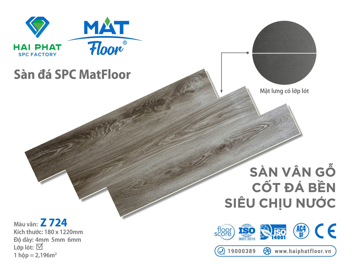 Sàn nhựa đá công nghệ SPC hèm khóa MatFloor Z724