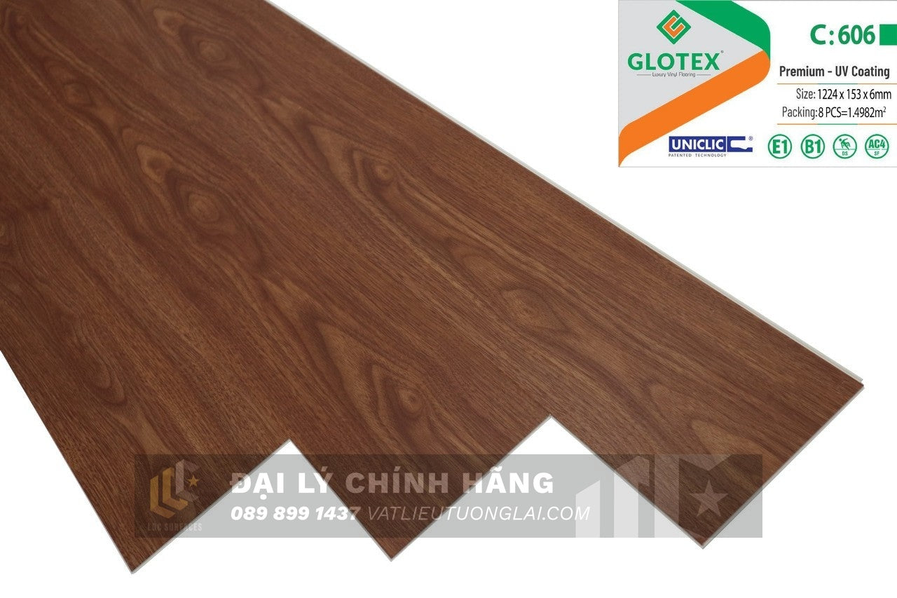 Sàn nhựa đá công nghệ SPC hèm khóa Glotex mm