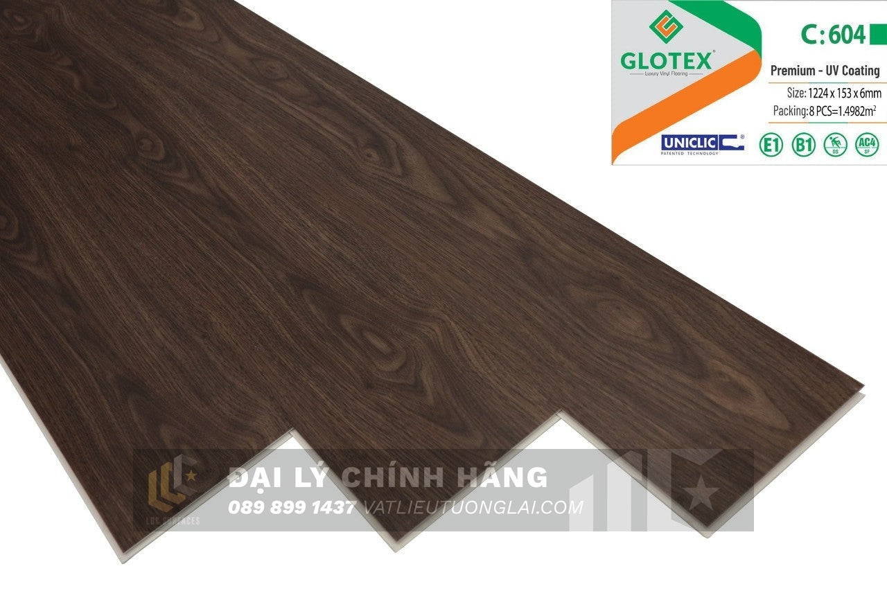 Sàn nhựa đá công nghệ SPC hèm khóa Glotex mm