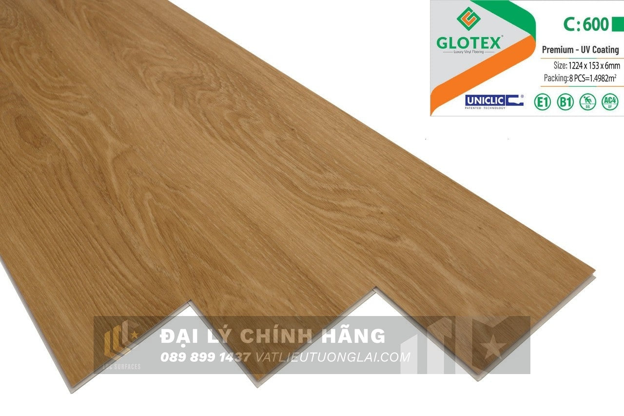 Sàn nhựa đá công nghệ SPC hèm khóa Glotex mm