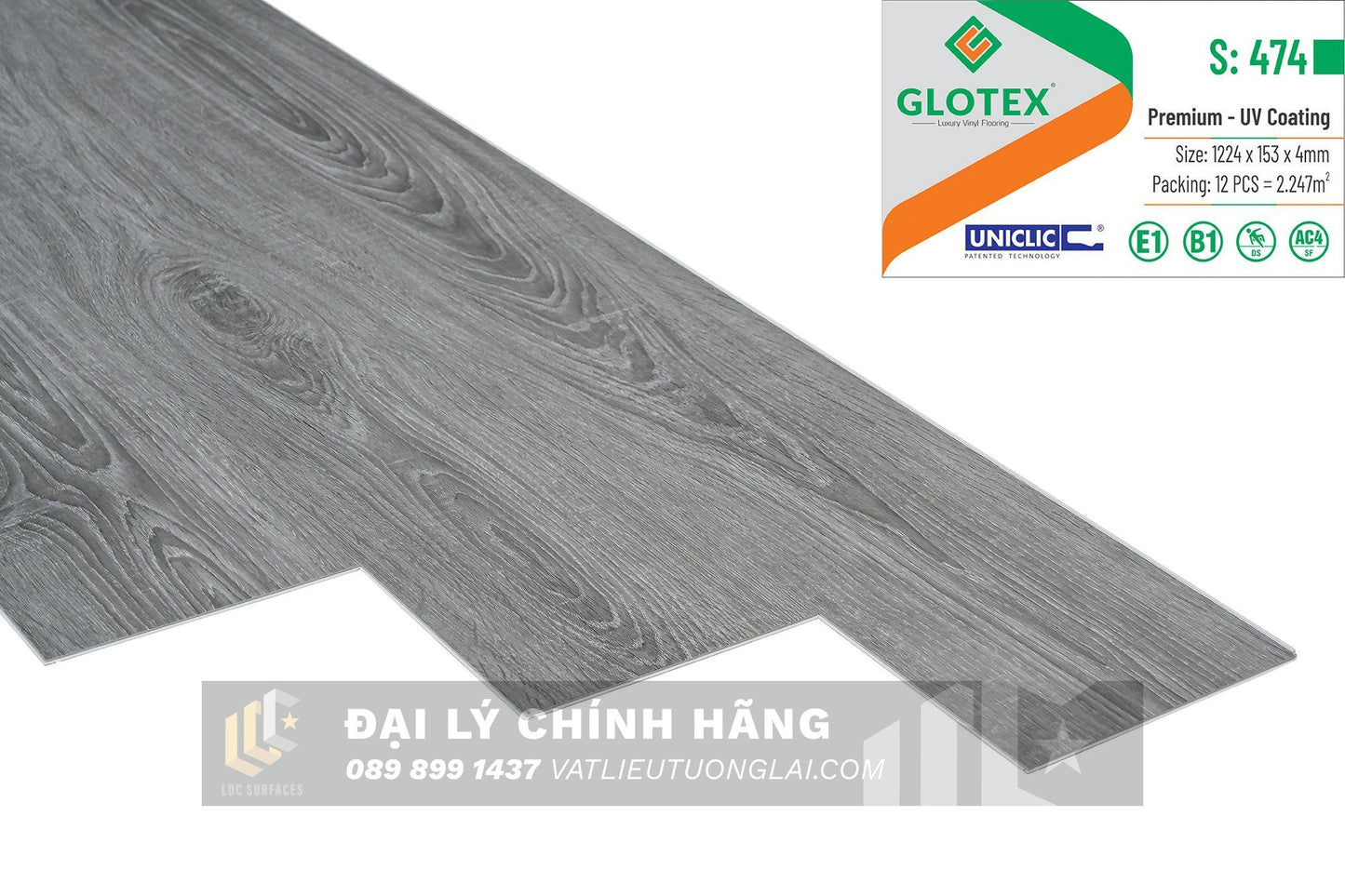 Sàn nhựa đá công nghệ SPC hèm khóa Glotex mm