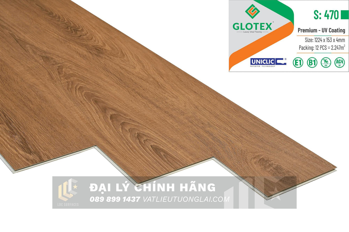 Sàn nhựa đá công nghệ SPC hèm khóa Glotex mm