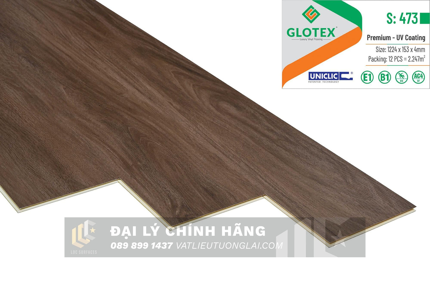 Sàn nhựa đá công nghệ SPC hèm khóa Glotex mm