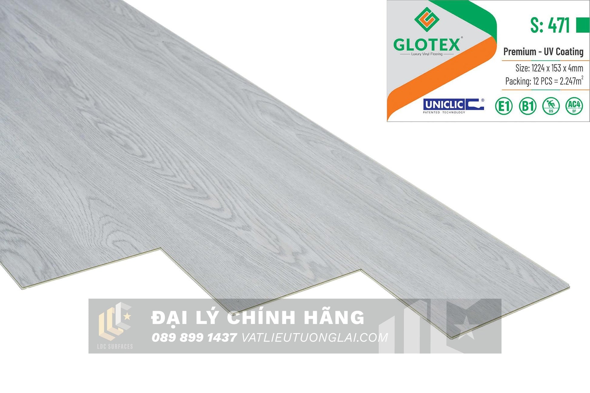 Sàn nhựa đá công nghệ SPC hèm khóa Glotex mm