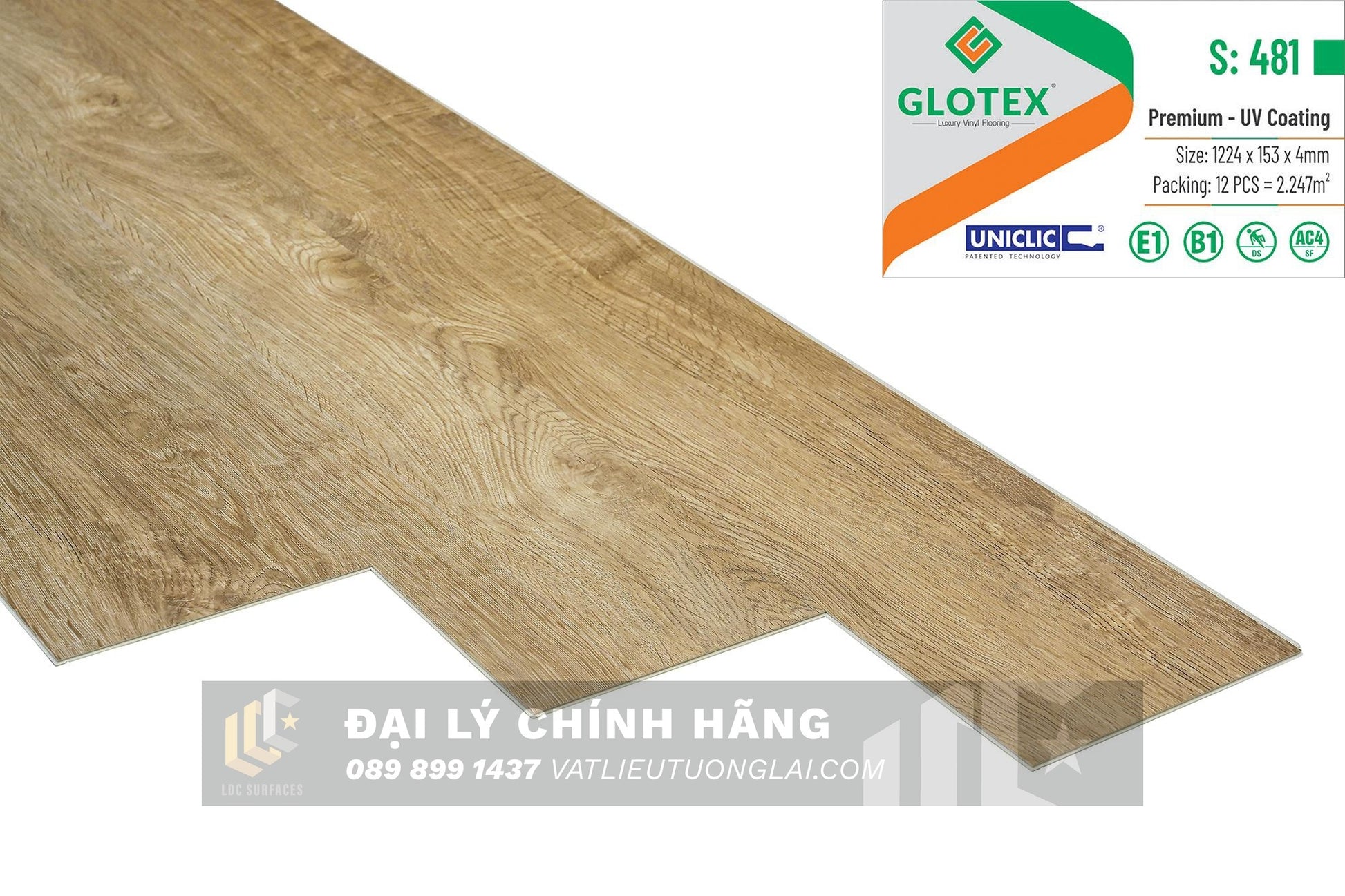 Sàn nhựa đá công nghệ SPC hèm khóa Glotex mm