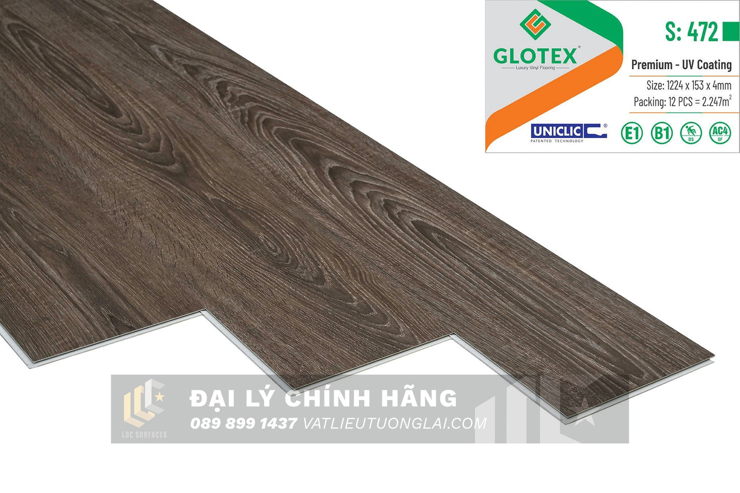 Sàn nhựa đá công nghệ SPC hèm khóa Glotex mm