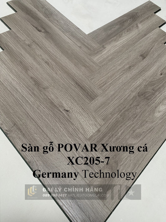Sàn gỗ công nghiệp cốt lõi xanh Povar mm lát xương cá XC