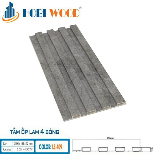 Tấm lam 4 sóng thấp ốp tường, trần HobiWood LS409