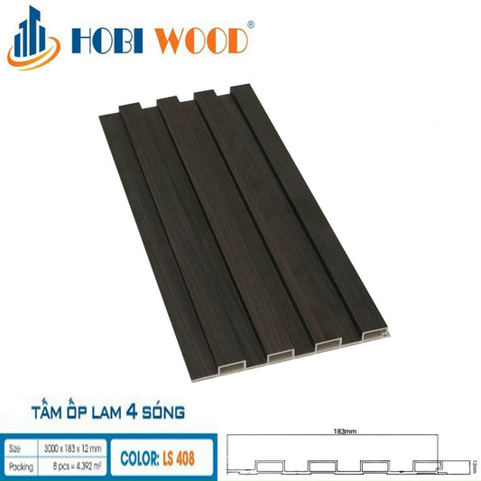 Tấm lam 4 sóng thấp ốp tường, trần HobiWood LS408