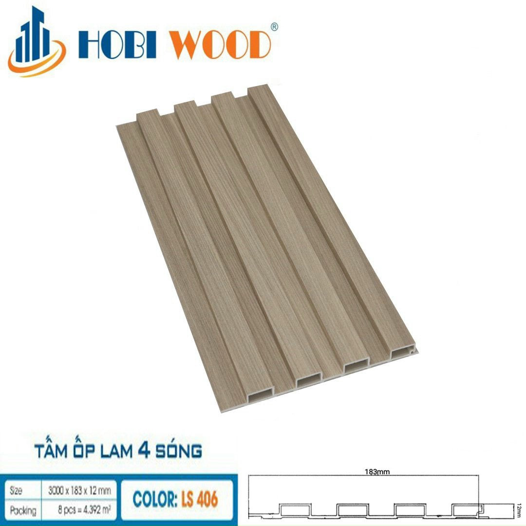 Tấm lam 4 sóng thấp ốp tường, trần HobiWood LS406