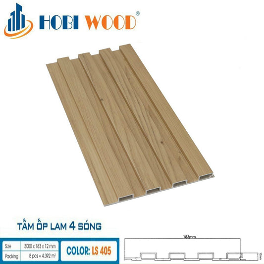 Tấm lam 4 sóng thấp ốp tường, trần HobiWood LS405