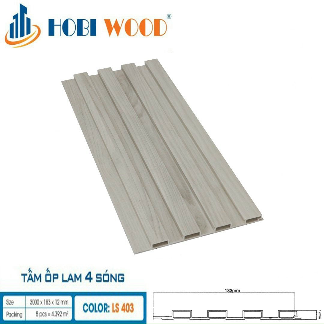 Tấm lam 4 sóng thấp ốp tường, trần HobiWood LS403