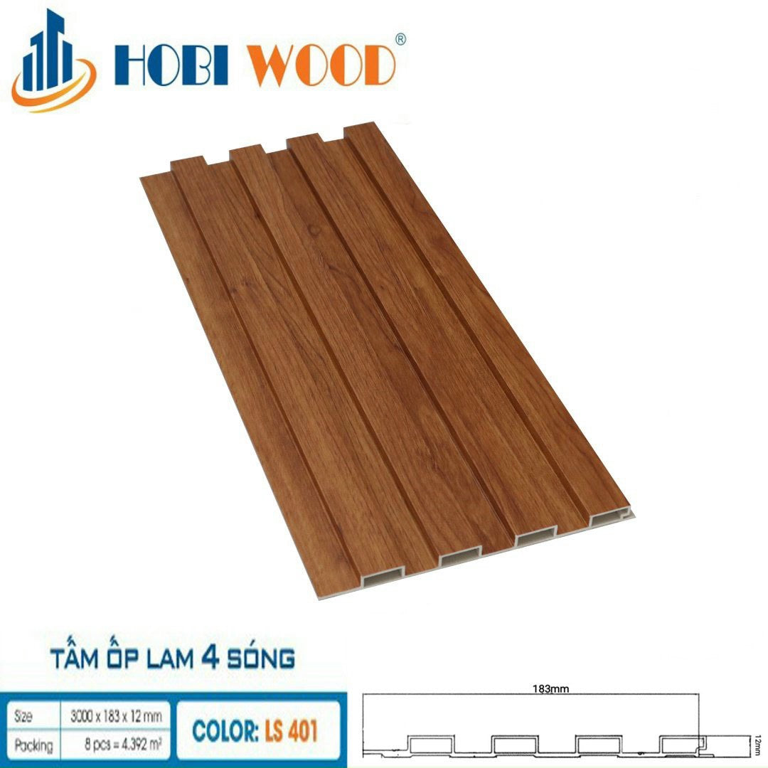 Tấm lam 4 sóng thấp ốp tường, trần HobiWood LS401