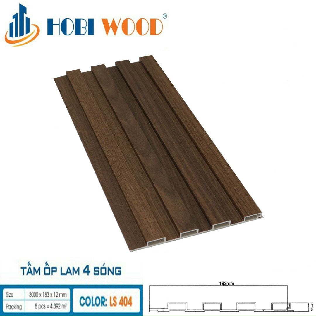 Tấm lam 4 sóng thấp ốp tường, trần HobiWood LS404