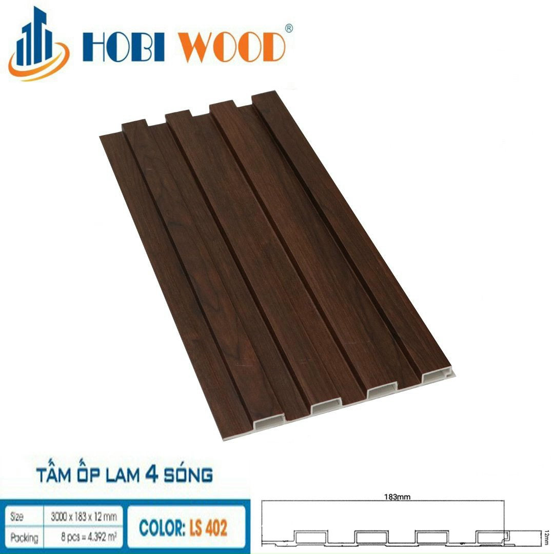 Tấm lam 4 sóng thấp ốp tường, trần HobiWood LS402