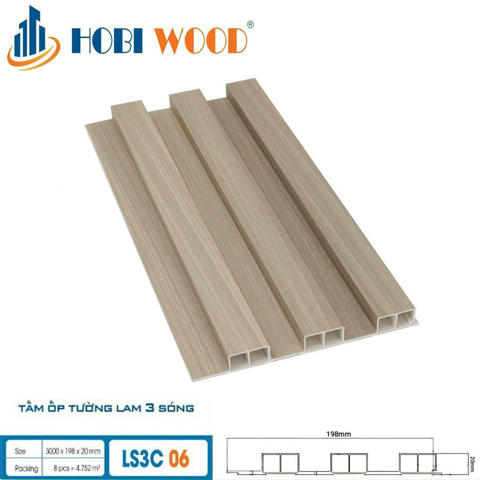 Tấm lam 3 sóng cao ốp tường, trần HobiWood LS3C06