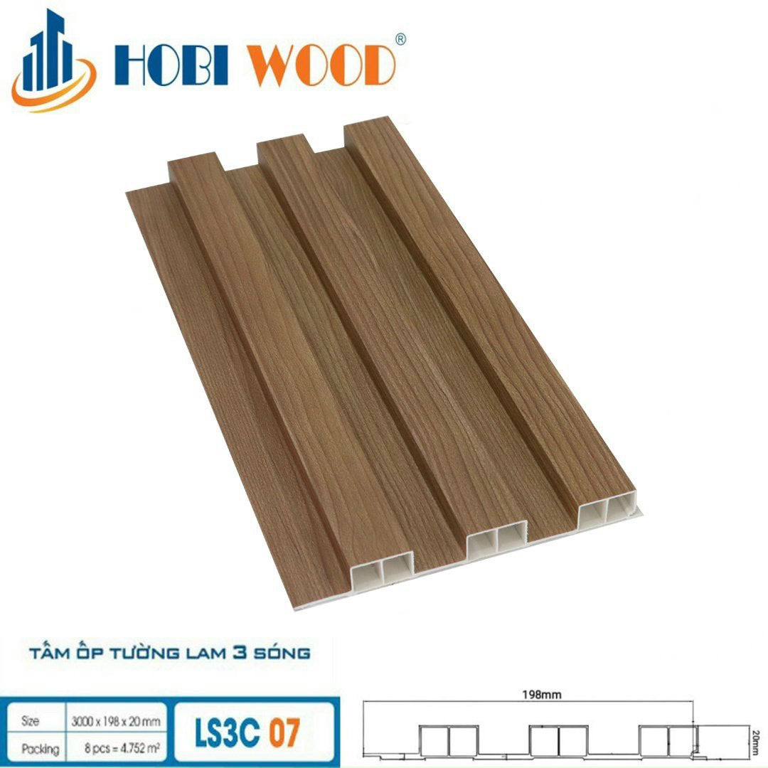 Tấm lam 3 sóng cao ốp tường, trần HobiWood LS3C07