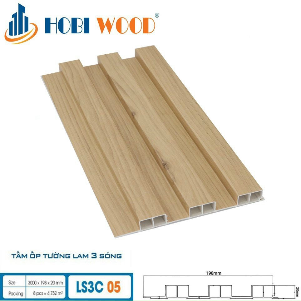 Tấm lam 3 sóng cao ốp tường, trần HobiWood LS3C05