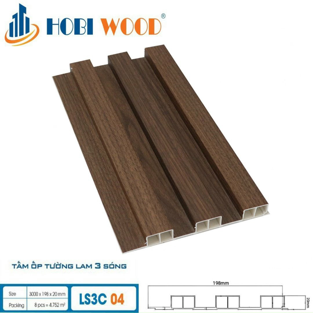 Tấm lam 3 sóng cao ốp tường, trần HobiWood LS3C04