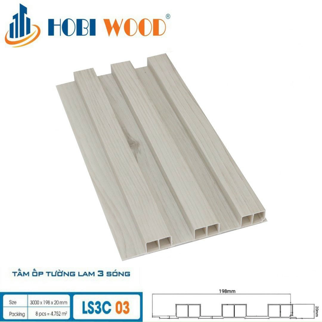 Tấm lam 3 sóng cao ốp tường, trần HobiWood LS3C03